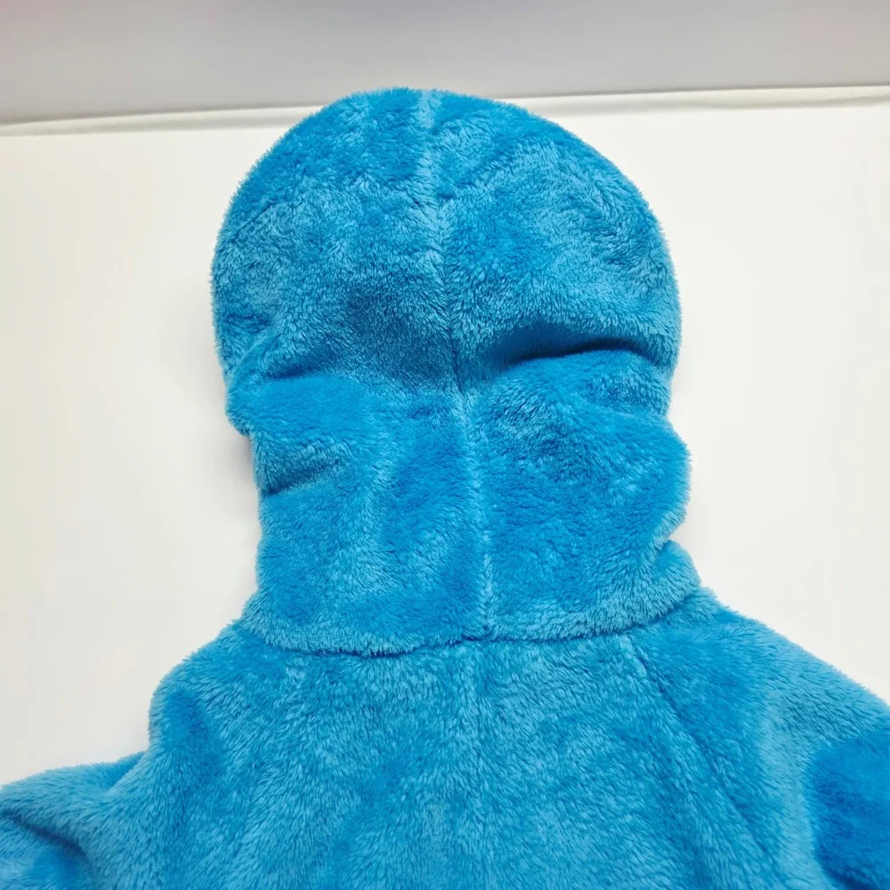 Sesame Street Cookie Monster Union Suit Kids Size 4/5 Blue Plush Hooded Costume